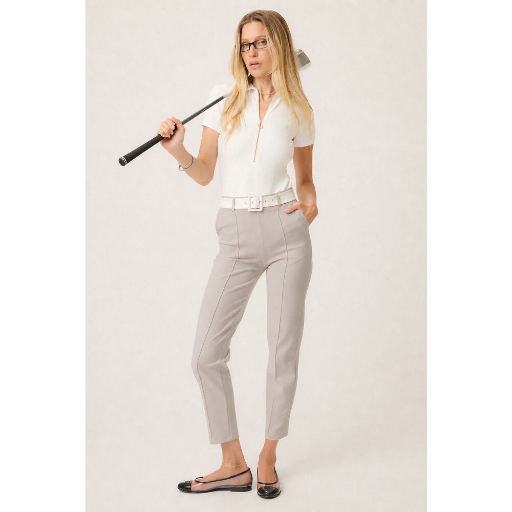 Goldie Byrd Hybrid Golf Straight Leg Pants Beige Sz Small *No Belt*